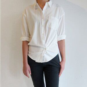 R13 Crossover Front White Oxford Shirt, size Small
